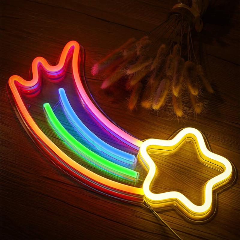 

Night Lights Meteor Neon Signs Bar Party Wall Hanging Light For Shop Window Xmas Years Home Decor Lamp USB Powered