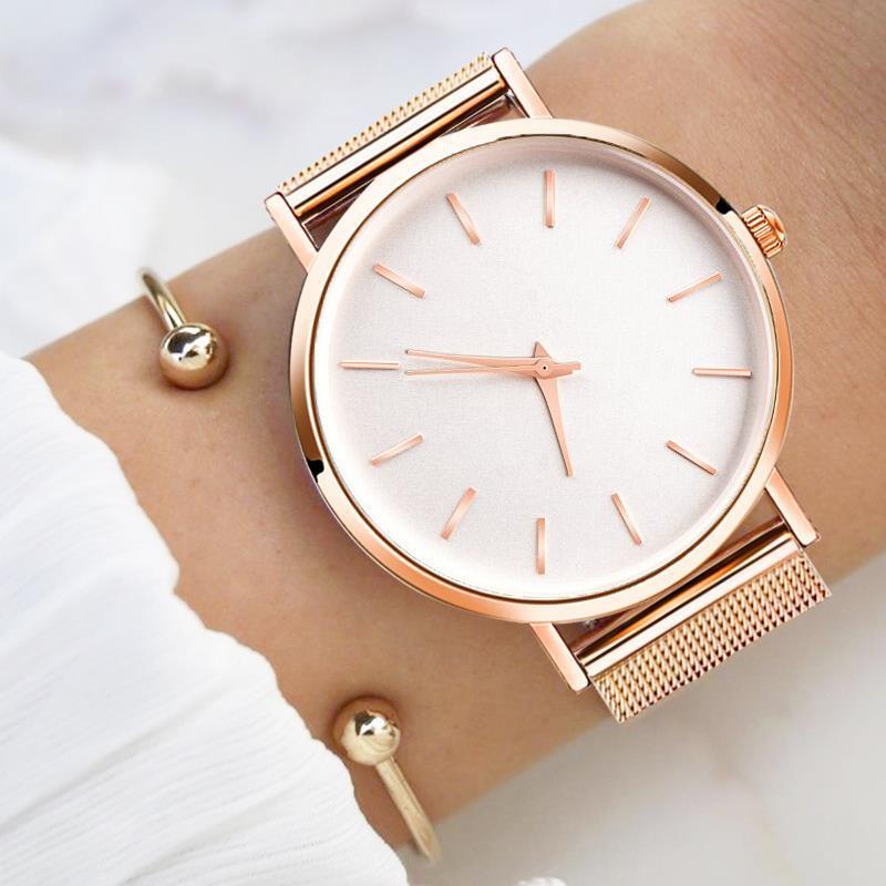 

Women's Watches Rose Gold Simple Fashion WomenWrist Watch Luxury Ladies Women Bracelet Clock Wristwatches