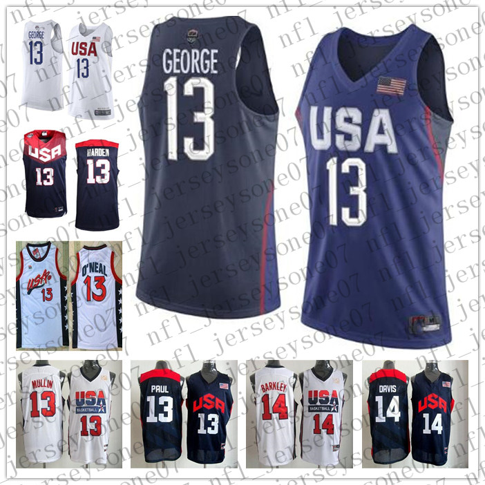 

2021 Custom Team Mens women youth USA 13 George 14 Draymond Black 2016 Dream Team Stitched white blue Throwback City Basketball jersey