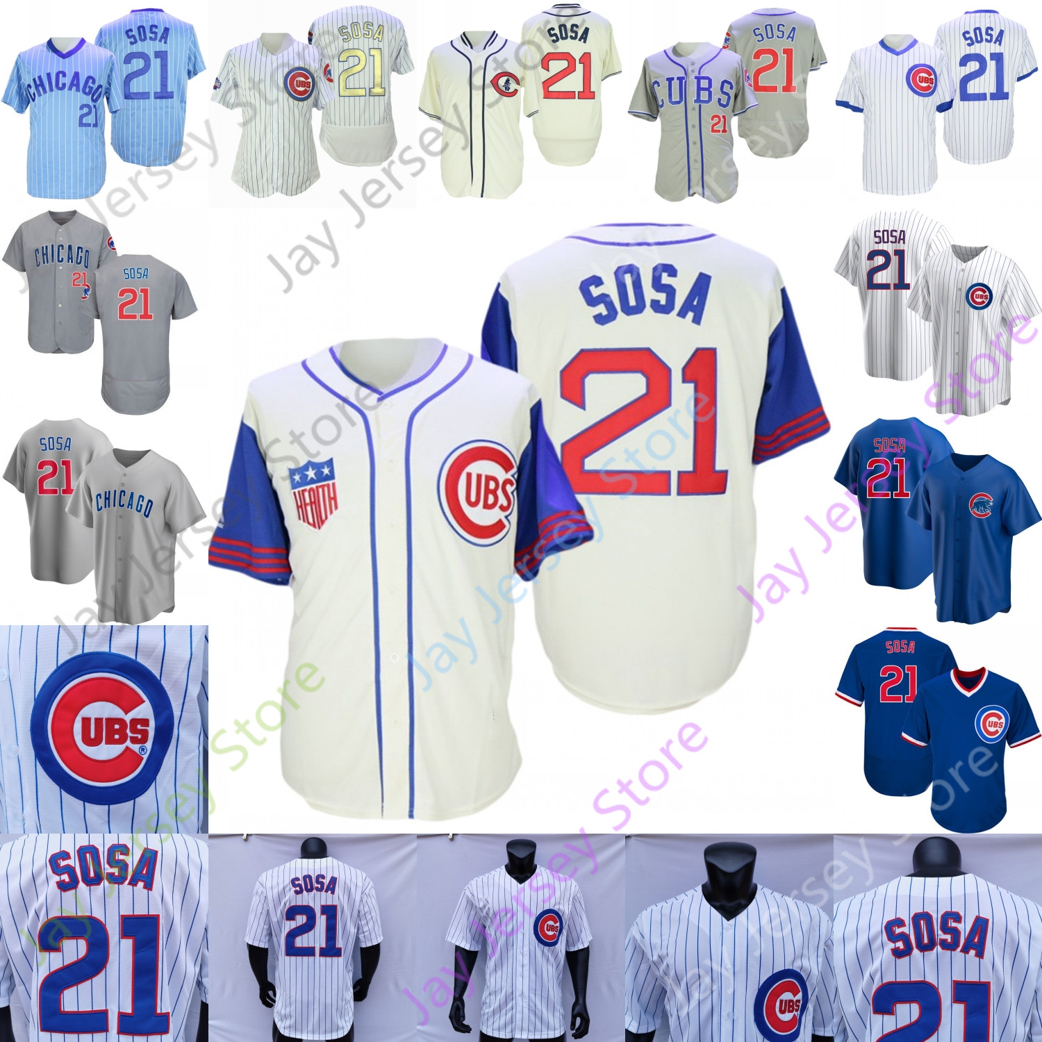 

Sammy Sosa Jersey 1942 Cream Vintage 1929 2016 WS Gold Baby Blue White Pinstripe Pullover Fans Player Women Size S-3XL, 2021 black golden