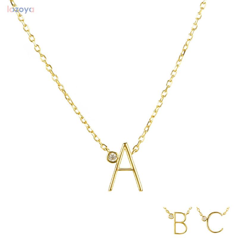 

Chains LOZOYA 925 Sterling Silver Gold Leter A M Mini B C Stone Sized Initial Necklace Pendant Jewelry Luxury Gift Women