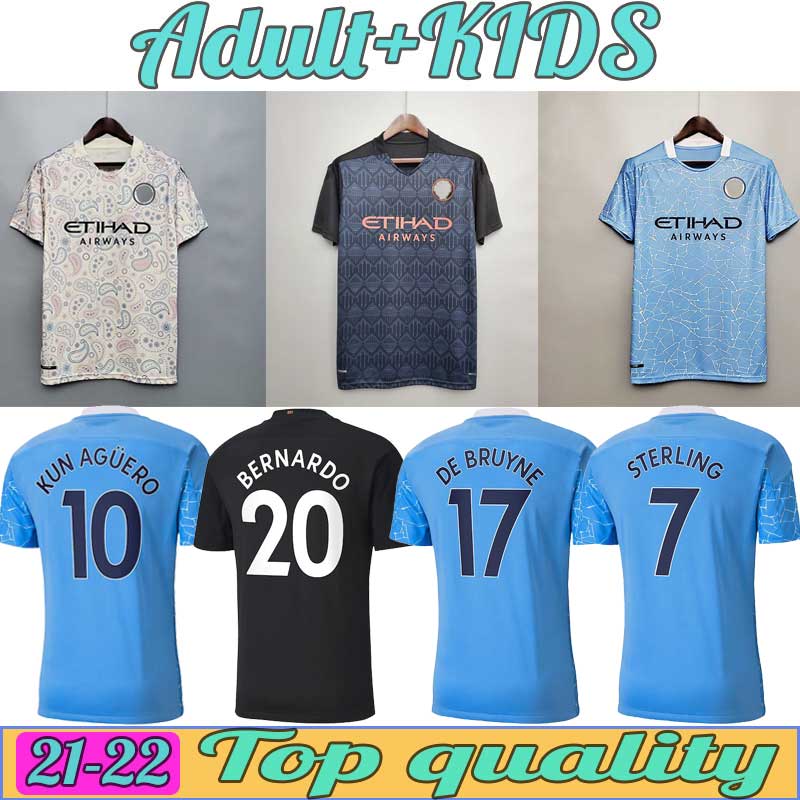 

2021 Sleeve Soccer Jerseys finals DE BRUYNE KUN AGUERO football shirt manchester FODEN 2022 Equipment 20 21 22 Man Kids kit, Black;yellow
