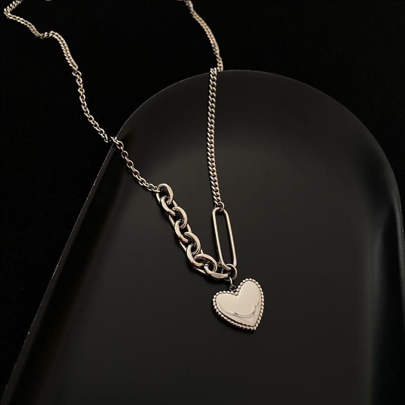 

Timeless Wonder Titanium Cute Heart Charm Chains Necklace For Women Jewelry Kpop Designer Emo Ins Gift Goth Egirl Japan 6529 Chokers