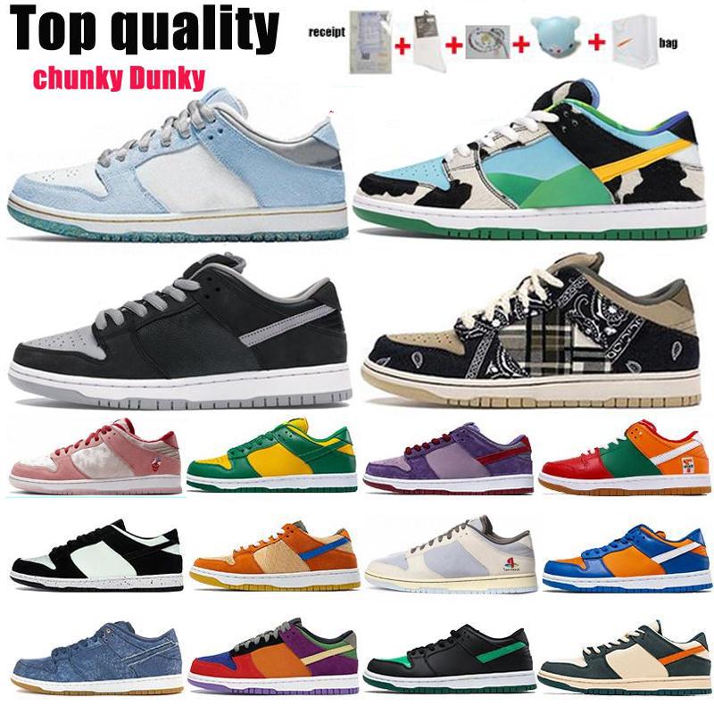 

High Quality Basketball Shoes running Men Women Strangelove pack Shadow Chunky Dunky Holiday Special Stussy Cherry Authentic Low With Box Size36-46, 34