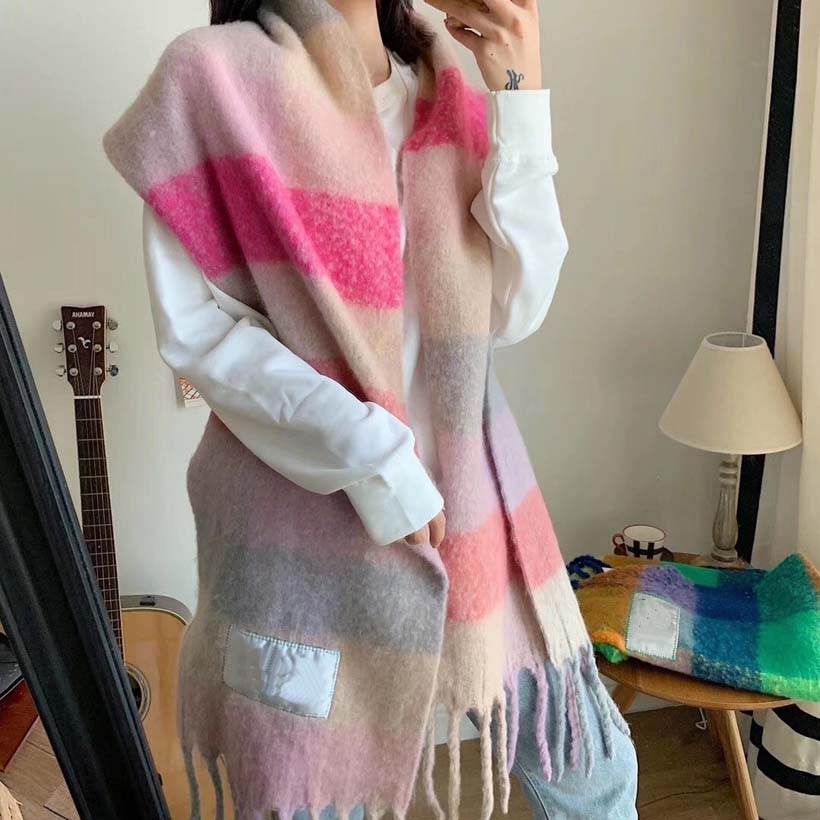 

designer scarf womens scarves autumn and winter warm outdoor fashion rainbow plaid scarfs 8 colors quality, Blue;gray