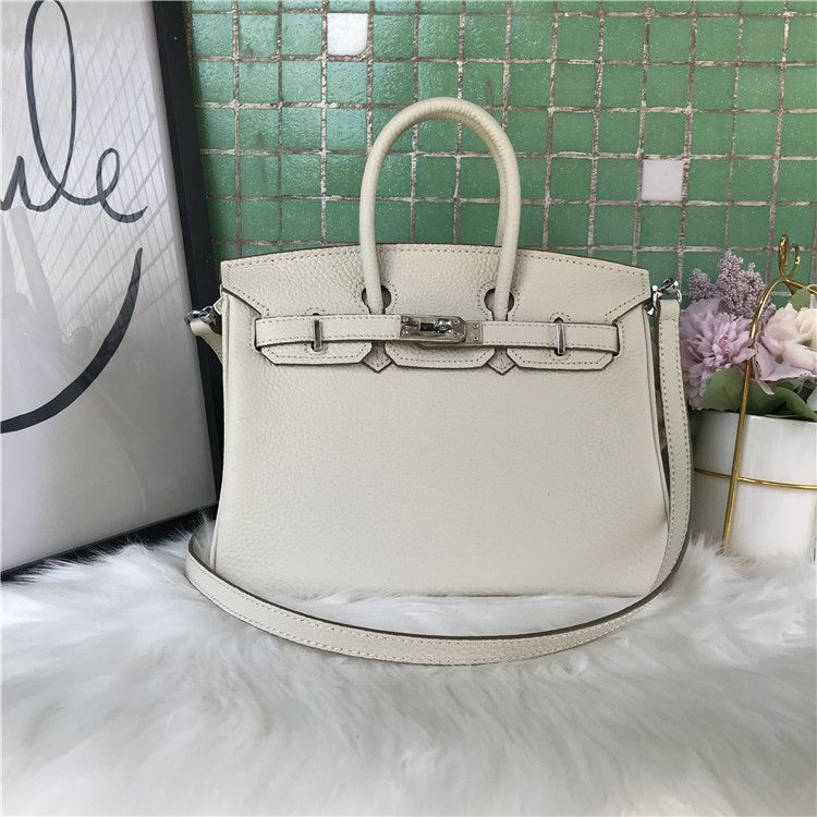 

new lychee pattern head layer cowhide bag women's Single Shoulder Messenger Hand fashion big Purses Luxury Outlet, Milk shake silver button 25cm