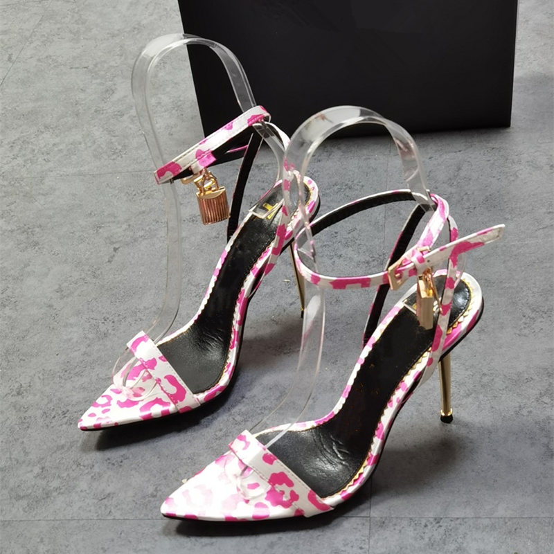 

Summer fashion women sandals pink leopard strappy high Heel ladies Party Shoes Runway, Black
