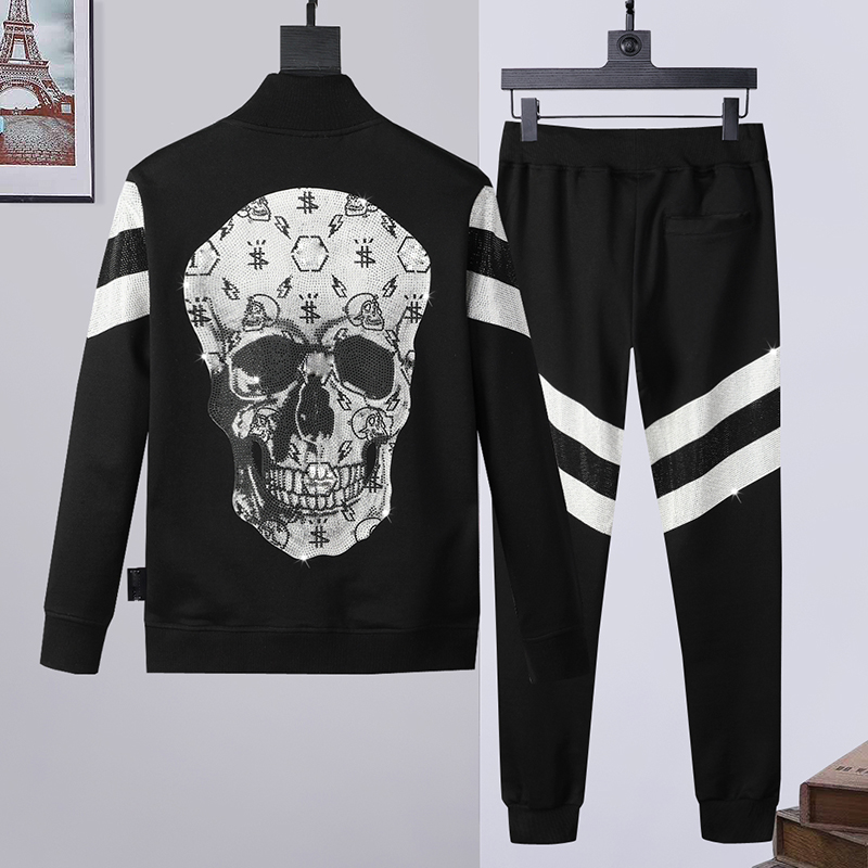 

Men crystal Skull designer Tracksuits Cardigan Jacket+pants 2 Piece Sets Casual Punk Sweatshirts print letter sportswear Long sleeve Hoodie sports luxury clothing, 17