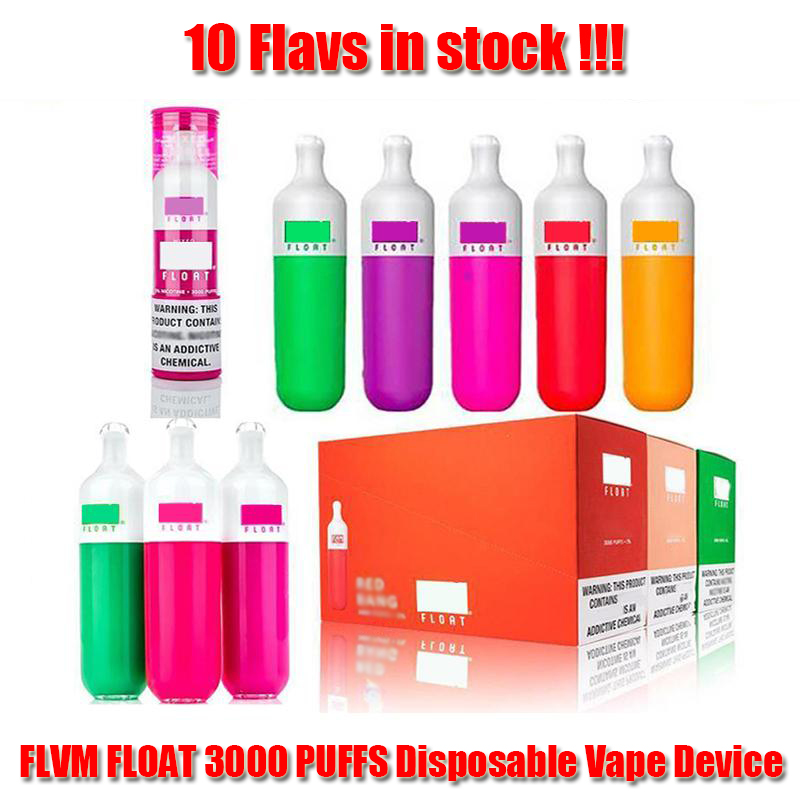 

FLVM FLOAT 3000 PUFFS Disposable E Cigarette Vape Device 1100mah Battery Inside 10 Flavs Available Kit 8ml Cartridge VS AIR BAR MAX LUX BANG XXL