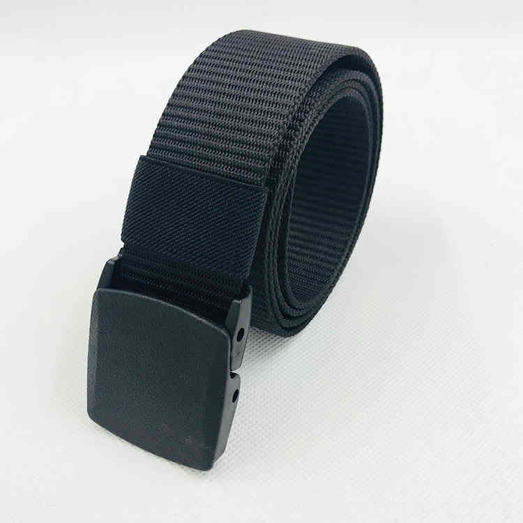 NEW Mens Webbing Trouser Belt 150cm 60'' Strap Tape Canvas Black buckle Made UK 