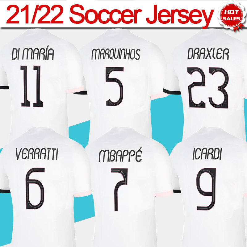 

#30 MESSI UCL Away White MBAPPE Soccer Jersey 21/22 SERGIO ROMAS Soccer Shirt 2021/2022 Fans version ICARDI DI MARIA MARQUINHOS Men Adult Football Uniforms, Away + ucl patch