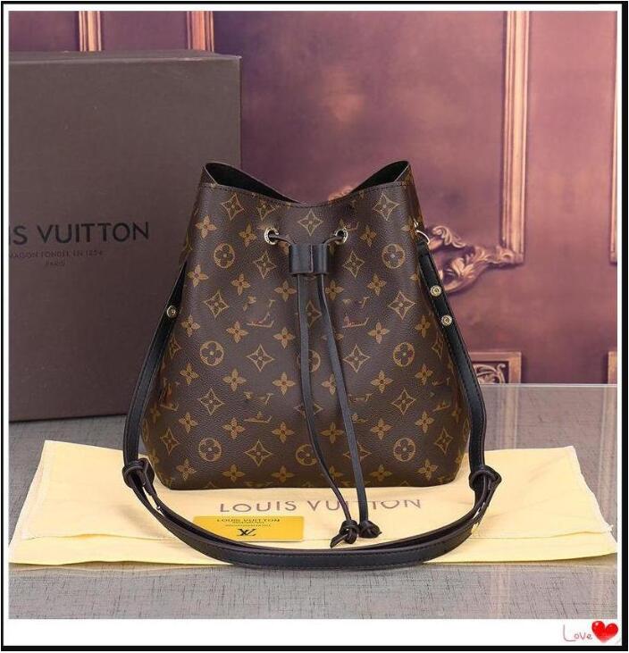 

Wholesale and retail LV LOUIS bag VITTON NEONOE Drawstring bucket bag classic shoulder bags clutch handbag messenger package, Red;black