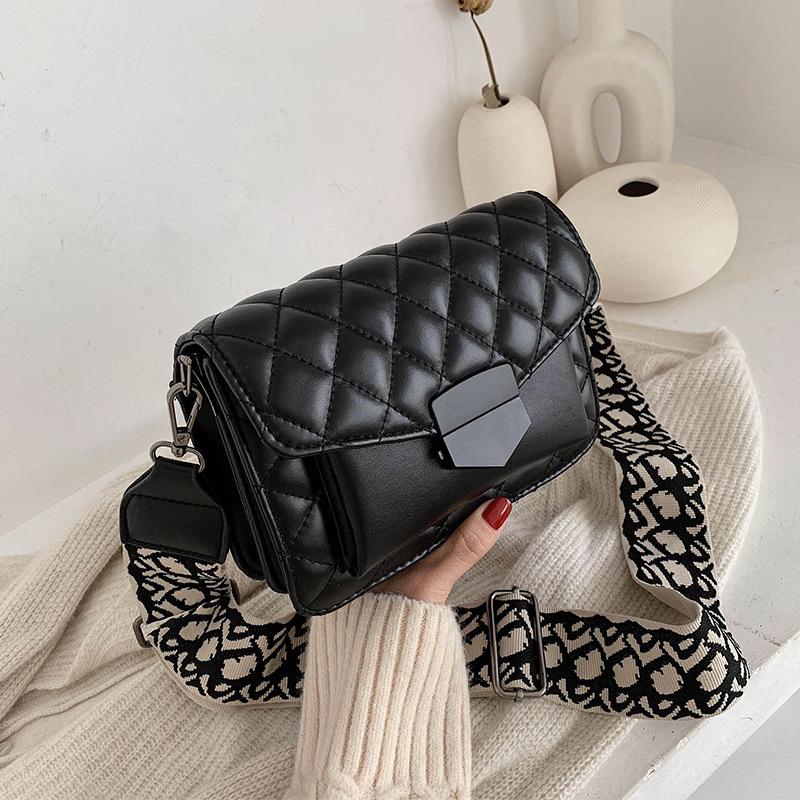 

Cross Body Bags For Women 2021 Leather Handbags Fashion Wide Shoulder Strap Messenger Bag Purse Simple Style Crossbody, Black