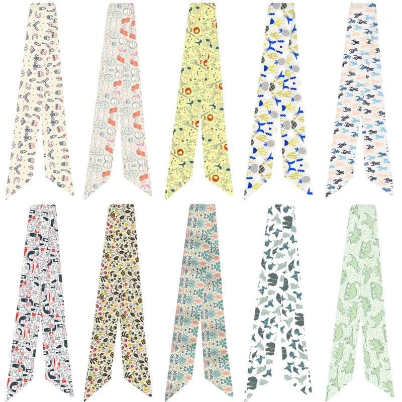 

Scarves Creative Small Dinosaur Pattern Ladies Silk Scarf Fashion Variety Soft Decor Scarve Mutiple-Function Twill Smooth Ribbons, Blue;gray
