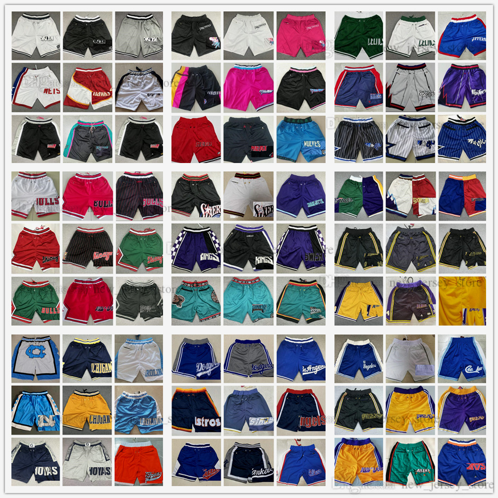 

Stitched JustDon Basketball Pocket Shorts Hip Pop Pant With Pockets Zipper Sweatpants Blue White Black Red Green Baseball Short, Choose number on picture