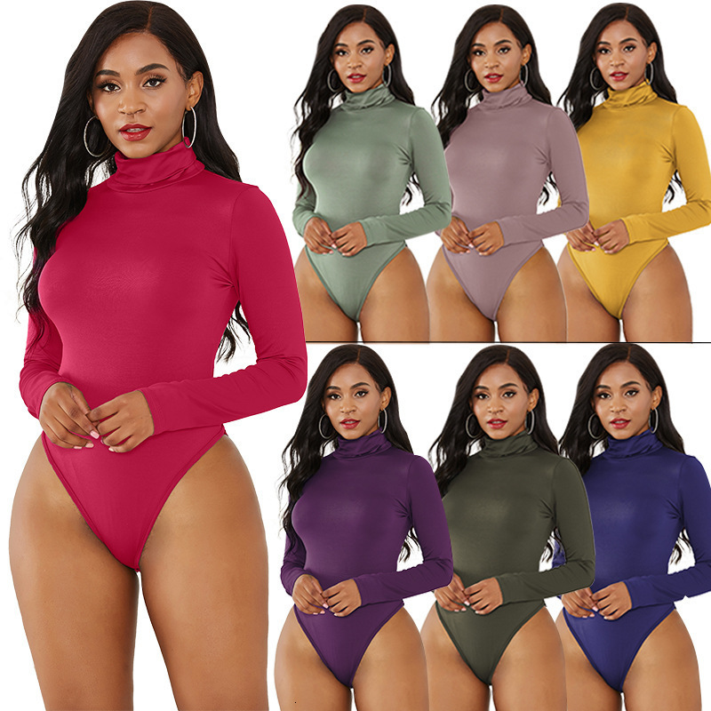 

Women's Jumpsuits & Rompers selling Sexy 12 long sleeve high neck slim fit all-in-one pants Autumn And Winter fashion Solid color Bodysuit, Mix or give list