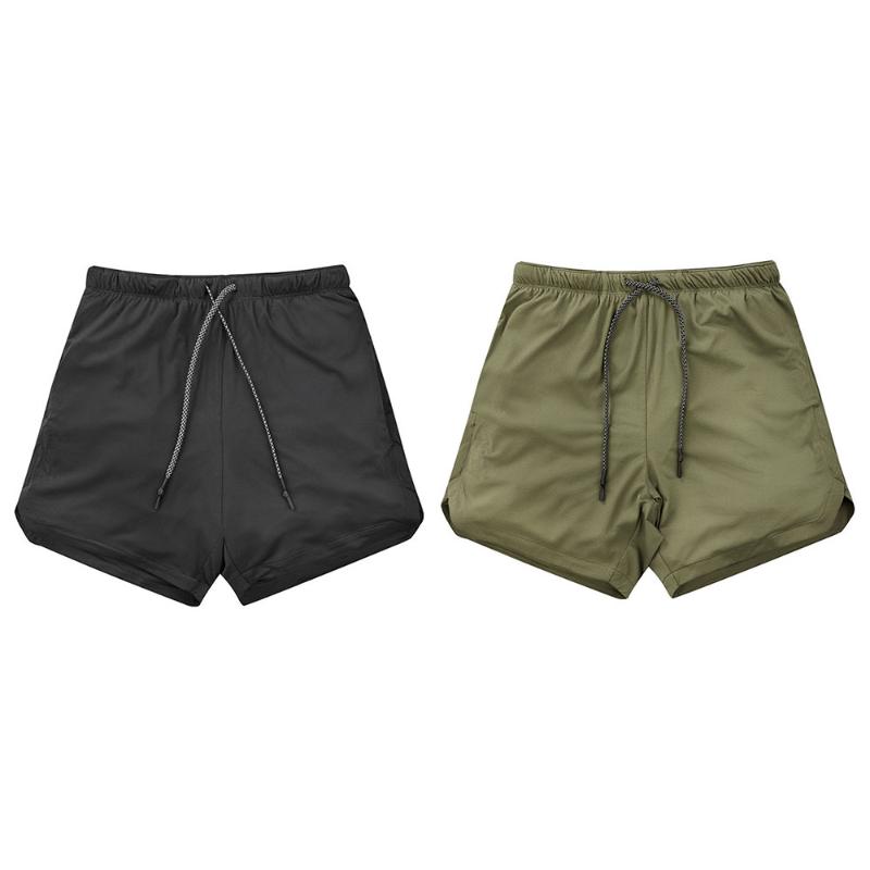 

Yoga Outfits Polyester Running Shorts Men Sports Fitness Shortskirt Training Quick-drying Soft With Pocket Summer, Black
