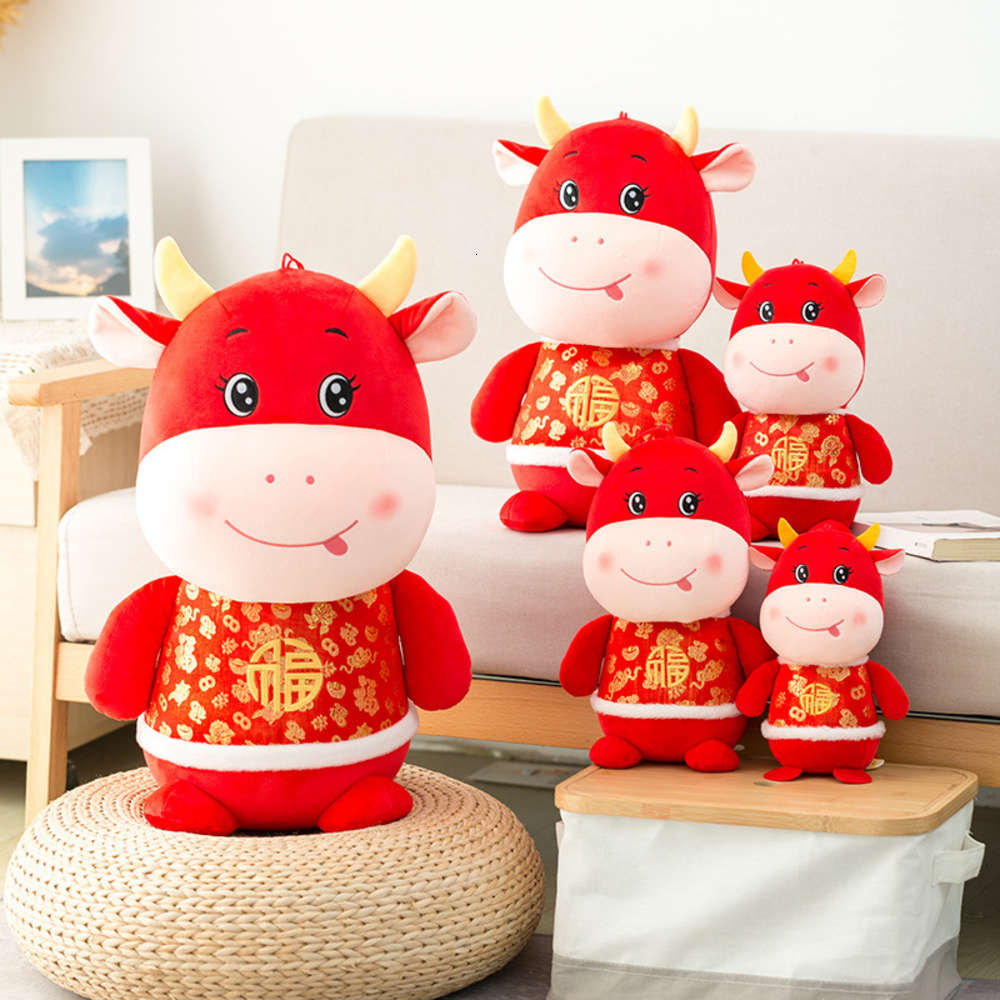 

Tang cattle doll plush toys year of the ox mascot, Blue