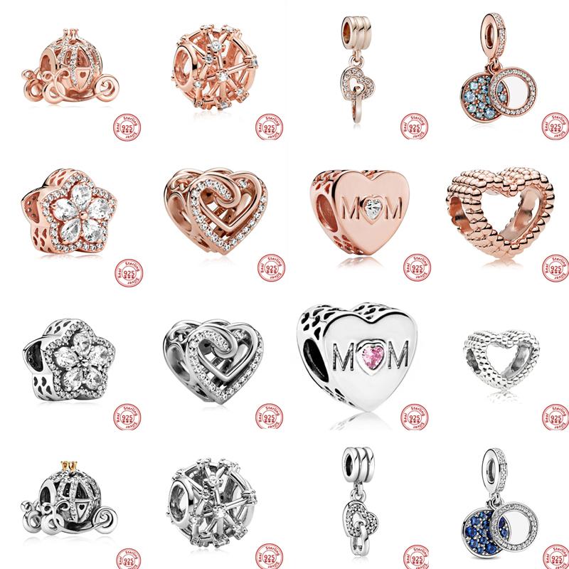 

Other Snowflake Carriage Silver Rose Gold Zircon Sparkling DIY Beads Fit Original Charms 925 Bracelet Women Jewelry