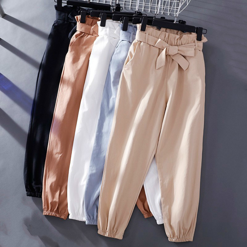 

Women's Pants & Capris Vintage Women Summer High Waist Casual Solid Color Streetwear Trousers Harem IRE8, White
