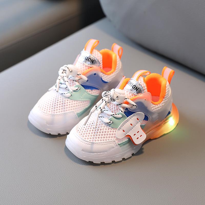 

Summer Autumn Baby Girls Sports Shoes With LED Lights Boys Glowing Running 1-6 Years Kids Soft Luminous Toddler Shoe 21-30 Athletic & Outdoo, Black