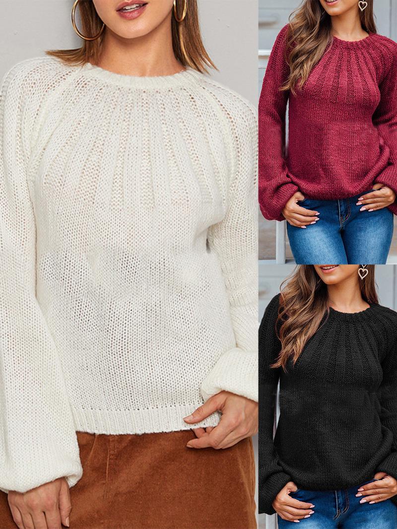 

Women' Sweaters Classic Pullover Women For Winter Spring Solid Color Round Neck Knitwear Knit Tops Fashion Casual Loose Ladies Jumper, Black