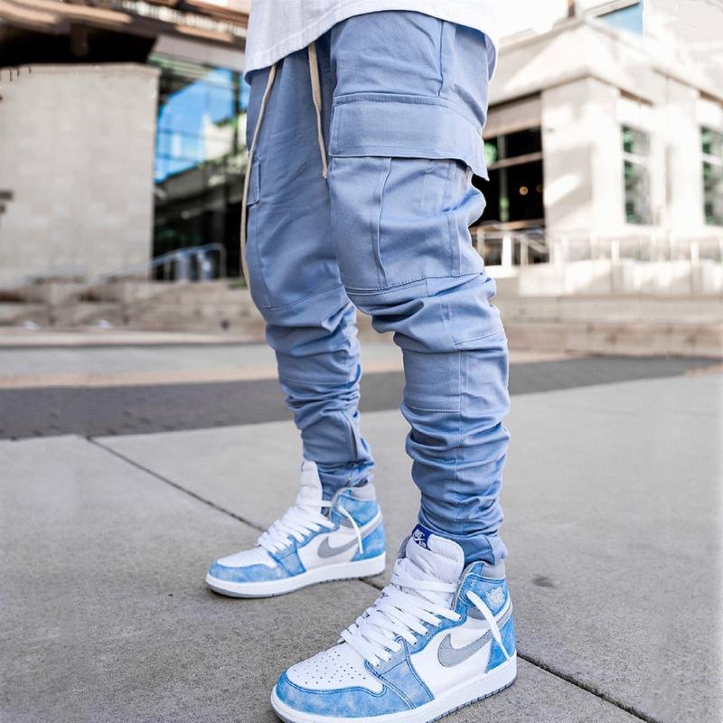 

Men's Pants 2021 Autumn And Winter Solid Color Multi-pocket Overalls Trousers Sports Leisure Zipper Foot PantsM-XXXL, Khaki