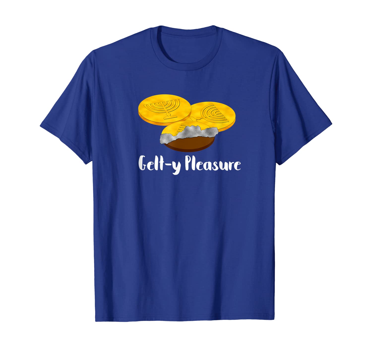 

funny gelt hanukkah pun guilty pleasures jewish t-shirt, White;black