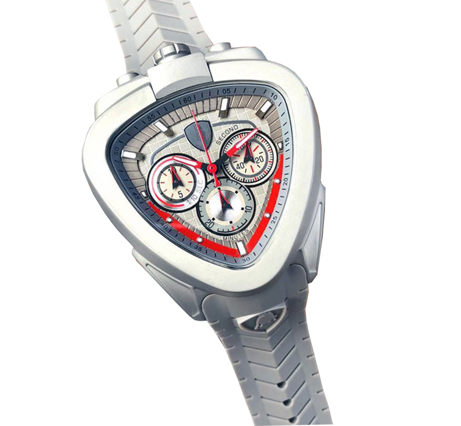 

Men's watch Top Quality Rubber Strap Chronograph Triangle Dial Men Business Quartz Watches, Multi-color