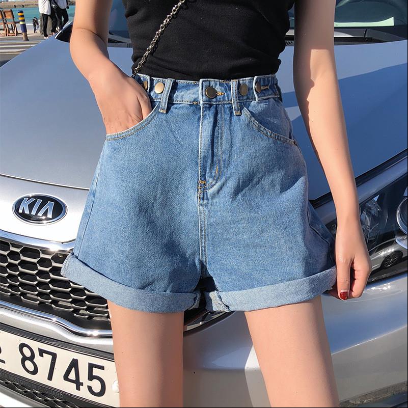 

u womens short swear denim shorts vintage crimping high waist female caual elegant summer ladies black jeans, White;black