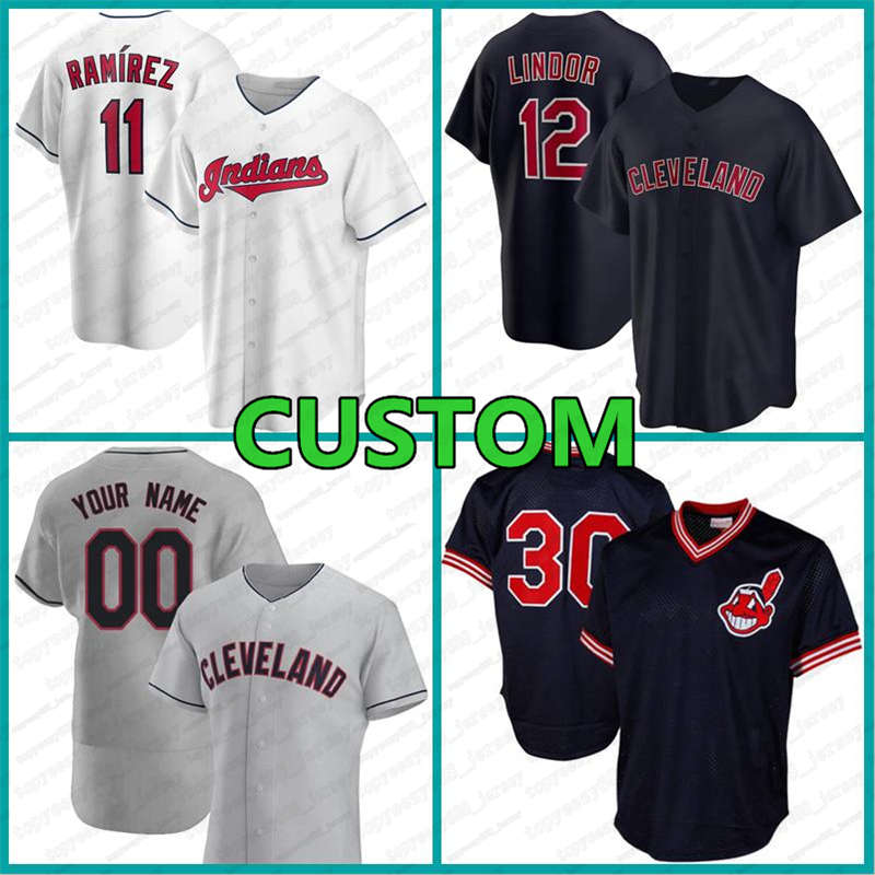 

Cleveland 11 Jose Ramirez Cesar Indians Jerseys Baseball 12 Francisco Lindor Hernandez Shane Bieber Oscar Mercado Daniel Johnson Joe Carter, Blue;black