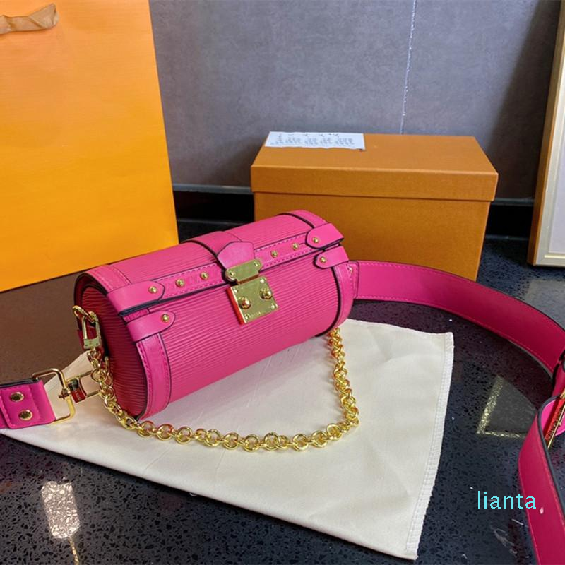 

2021 new fashion women Barrel-shaped Crossbody bag Designer Shoulder Bags handbags Leather High-capacity handbag Evening party Shopping bag, Pink