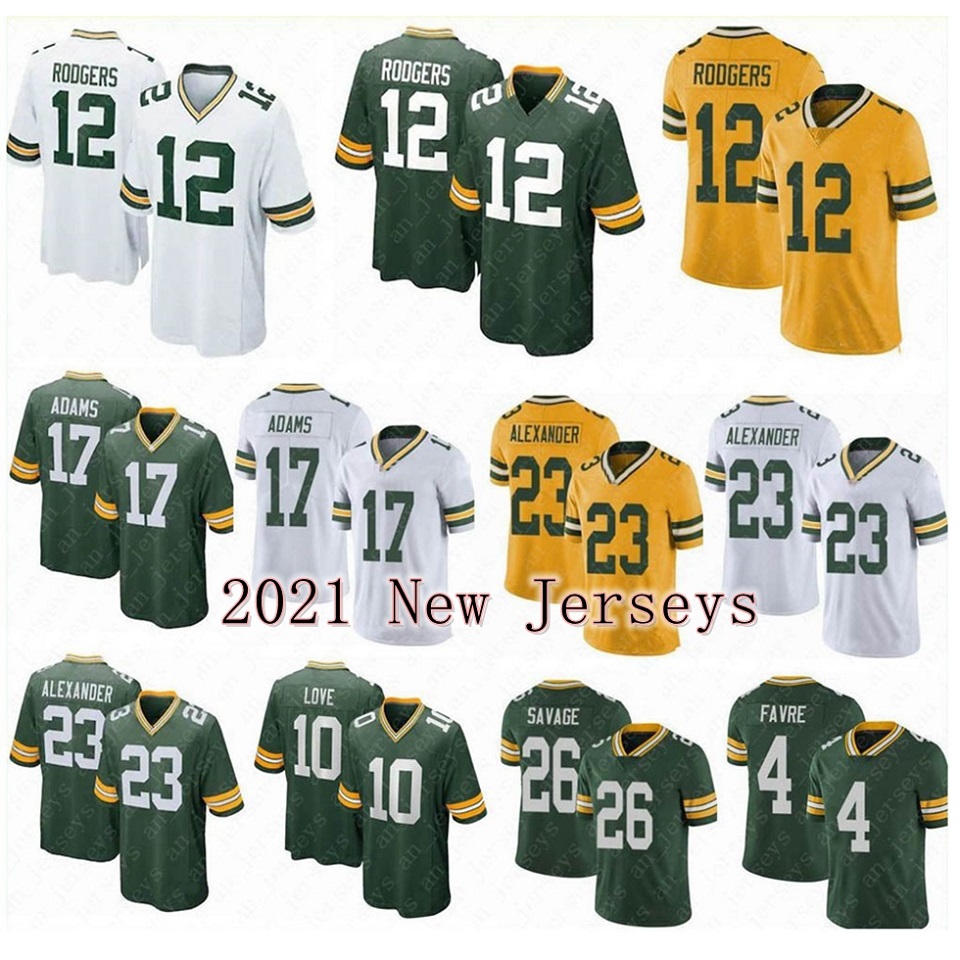 

12 Aaron Rodgers Mens Football Jersey 17 Davante Adams 33 Jones 23 Jaire Alexander 15 Bart Starr 26 Darnell Savage 4 Brett Favre 10 Love Hig, Black;red