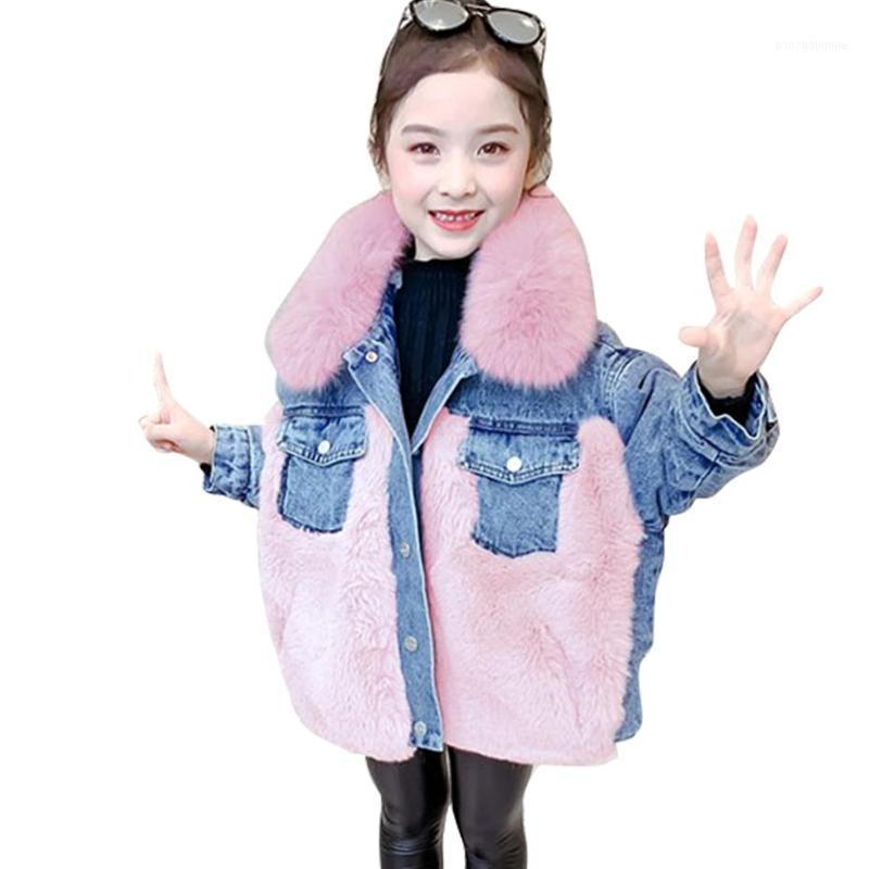 

Jackets Girls Denim Jacket Patchwork Girl Coat Thick Warm Children's Coats Outerwear Teenage Clothes For 6 8 10 12 141, Blue;gray