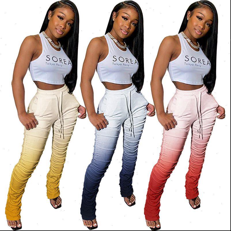 

gradient stacked sweatpants women capris joggers elastic summer leggings bell bottom trouser high waist flare ruched pants, Black;white