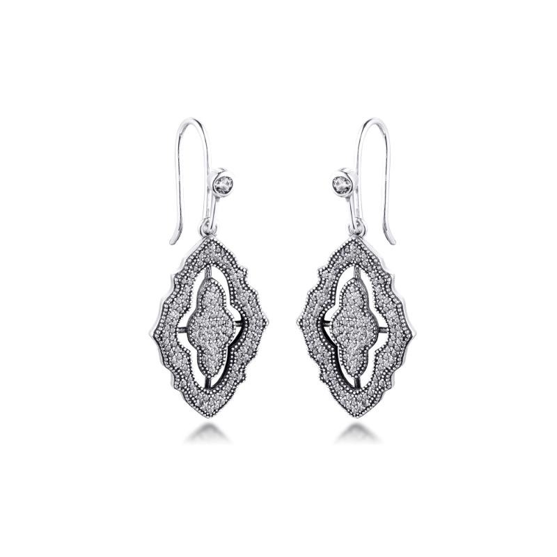 

Dangle & Chandelier CKK Sparkling Lace Earrings, Clear Cz 925 Sterling Silver Jewelry Earring For Women Gift E011
