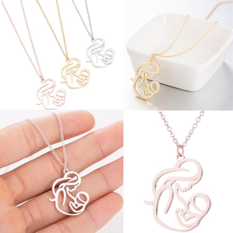 

Pendant Necklaces Gift For Hollow Mum Mommy Mom Mother Breastfeeding Holding Baby Necklace Chain Mother's Day Family Charm Jewelry Fashion