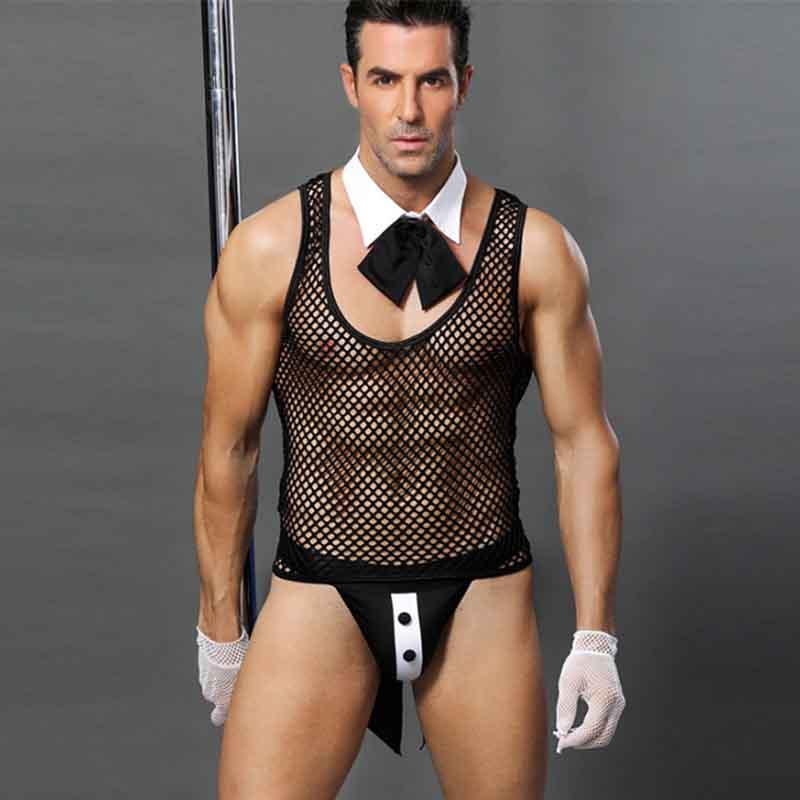 

Sexy Costumes 3 Pcs Men's Maid Costume Cosplay Erotic Lingerie Role Play Men Halloween Uniforms, Black