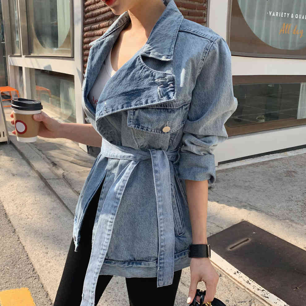 

women's jackets korean-style women's jean jacket, asymmetric jeans with turtleneck turned down, streetwear, new b21b, Black;brown