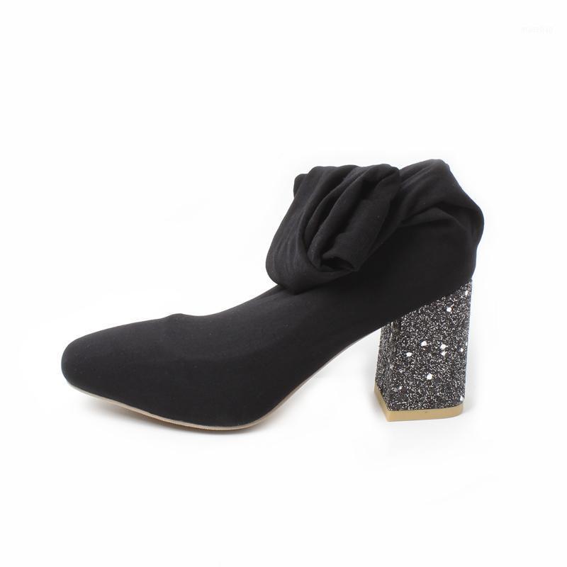 

Boots Elastic Cloth Stockings Over-the-Knee Thick With High Heels Fashion Stovepipe Long Black Womens Sexy Lady Shoe