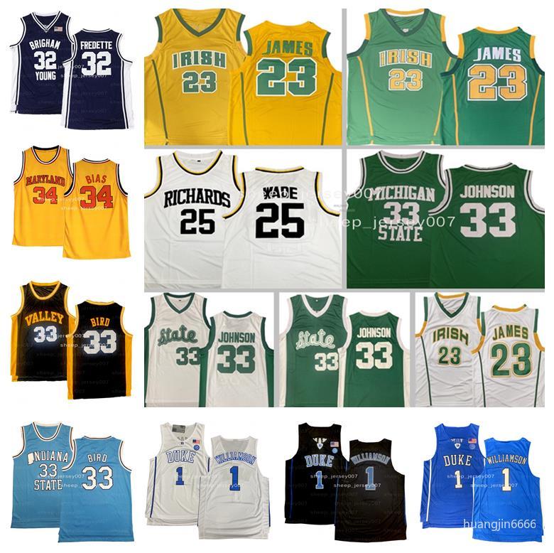 

NCAA Jayson Tatum Dwyane Wade Allen 3 Iverson Damian 0 Lillard westbrook James 13 Harden 23 Larry 33 Bird 12 Hunter college Basketball Jersey 014