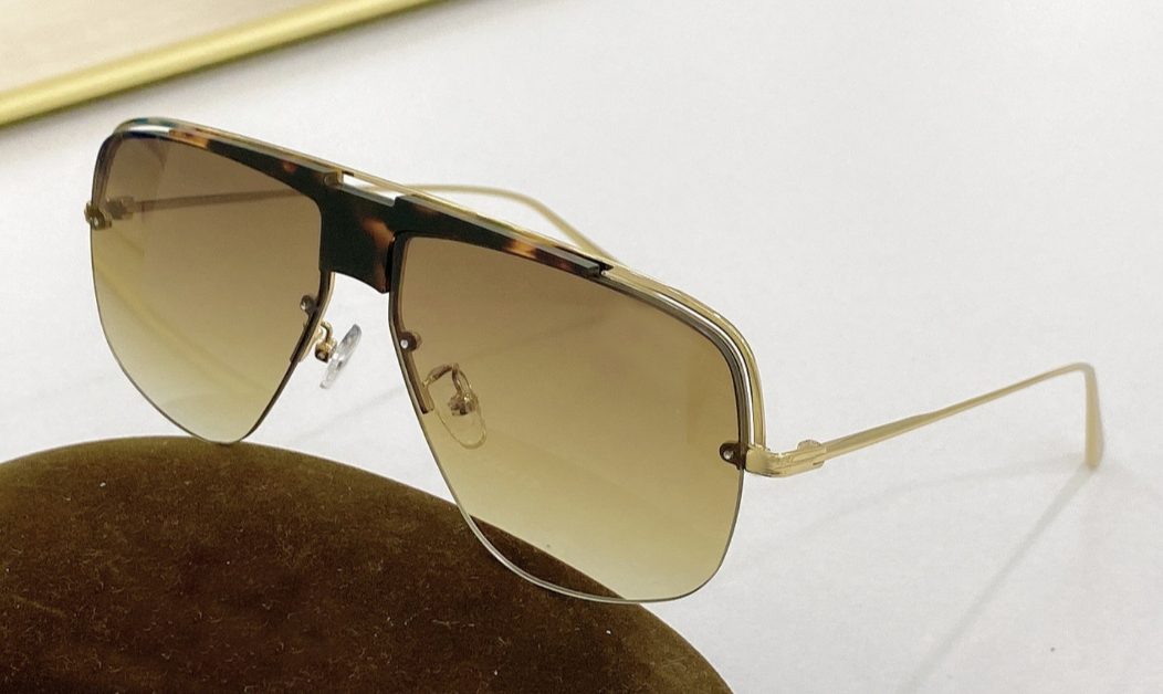 

Half Fraem Sunglasses Gold Metal Frames Brown Gradient Sun Glasses Men Sonnenbrille uv400 protection Eywear Summer Lunettes de soleil with box