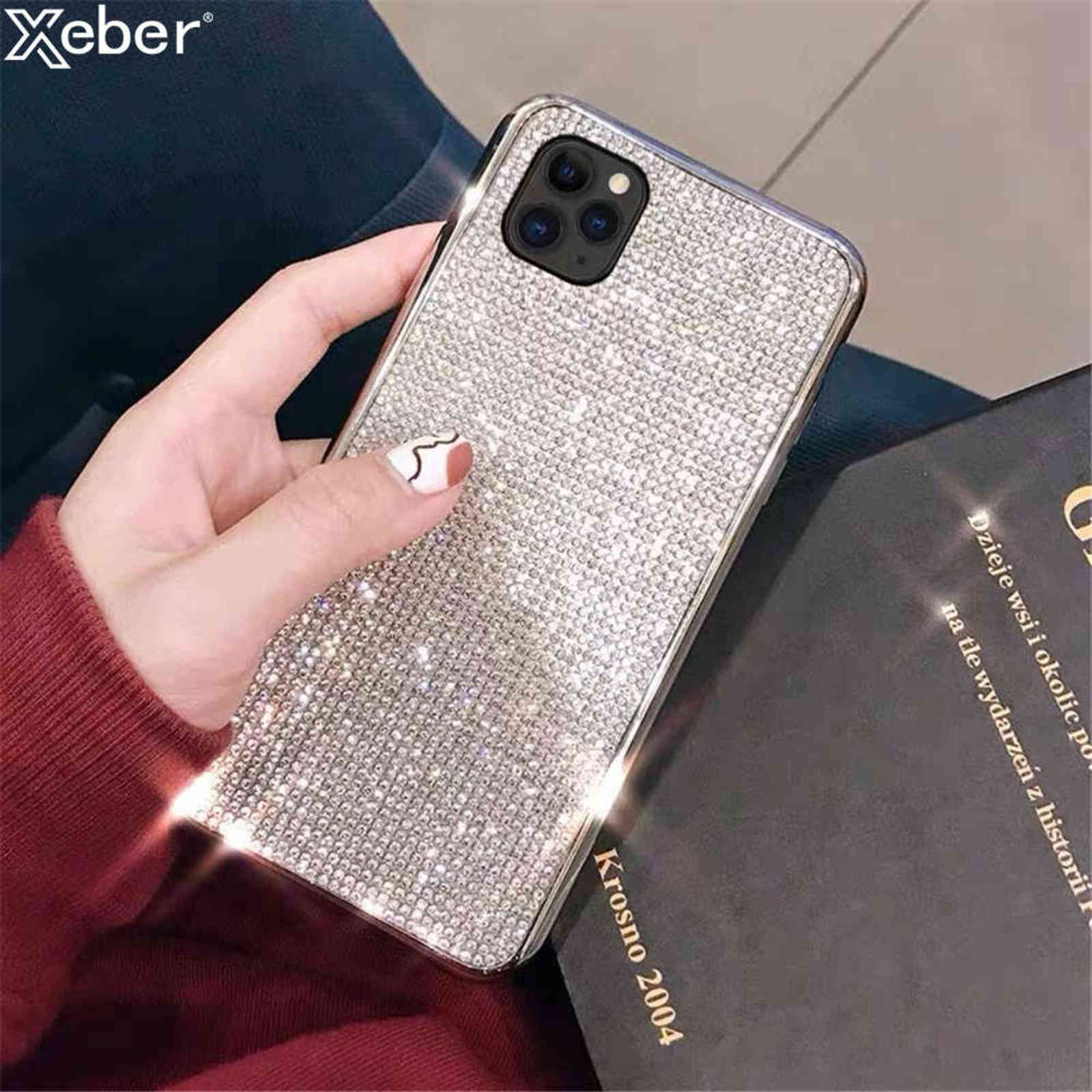 

Luxury Glitter Rhinestone Phone Case For iPhone 12 11 13 Pro Max Mini XS XR X 6 6S 7 8 Plus SE2 Shiny Diamond Soft Silicone Cove Y1028, Silver