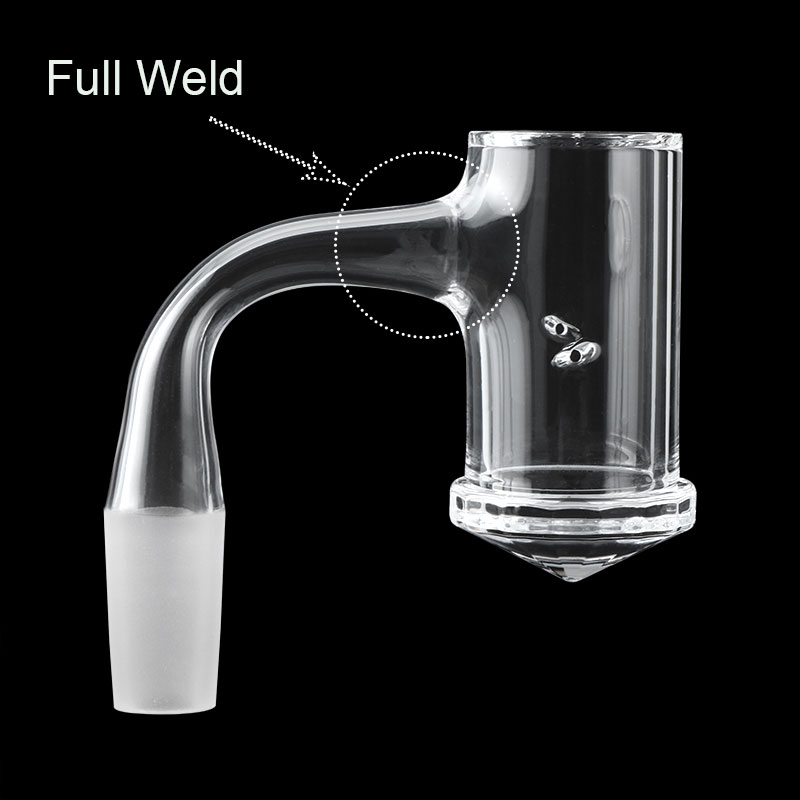 

US Grade Full Weld 25mmOD Beveled Edge Diamond bottom Smoking Quartz Banger With 2pcs Spinning Holes 10mm 14mm 18mm Nails For Glass Bongs Dab Oil Rigs