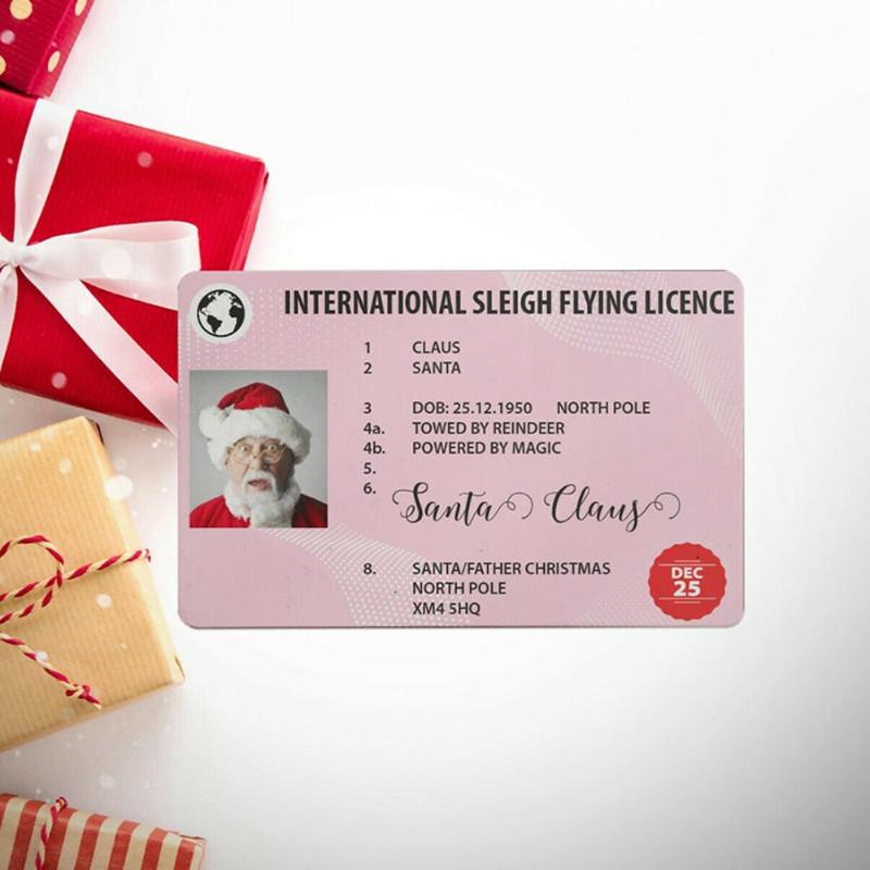 

Greeting Cards 50pcs Santa Claus Flight License Christmas Eve Driving Licence Gifts For Children Kids Tree Decoration