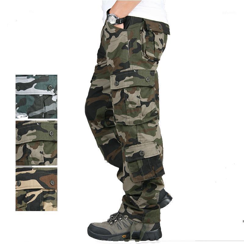 

Men's Pants Camouflage Tactical Men Military Casual Pant Camo Cargo Multi-pockets Overalls Loose Style Outwear Trousers