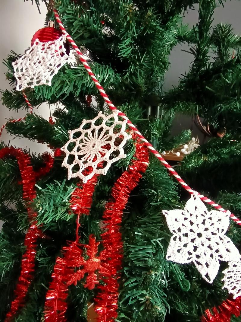 

Christmas Decorations Snowflake Garland Crochet Bunting Handmade Decoration Winter Party And Year Tree Decor