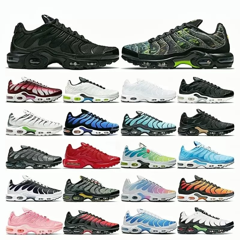 

tn plus running shoes mens black White Sustainable Neon Green Hyper Pastel blue Burgundy Oreo women Breathable sneakers trainers outdoor spo