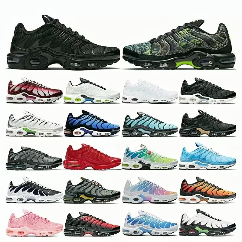 

tn plus running shoes mens black White Sustainable Neon Green Hyper Pastel blue Burgundy Oreo women Breathable sneakers trainers outdoor sports fashion size 36-46