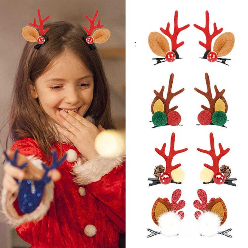 

Party Decoration 1pair Cute Christmas Antler Hairpins Girl Elk Headdress Deer Horn Barrette Headband Accessories Kids Adult Hairpin